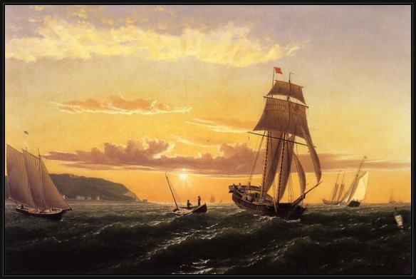 Framed William Bradford sunrise on the bay of fundy painting