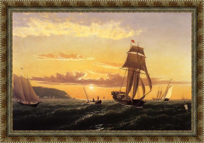 Framed William Bradford sunrise on the bay of fundy painting