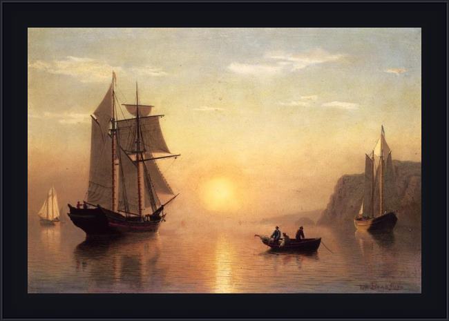 Framed William Bradford sunset calm in the bay of fundy painting