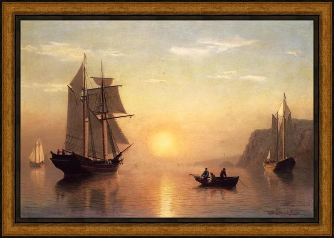 Framed William Bradford sunset calm in the bay of fundy painting