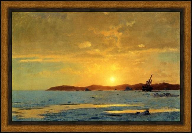 Framed William Bradford the panther, icebound painting