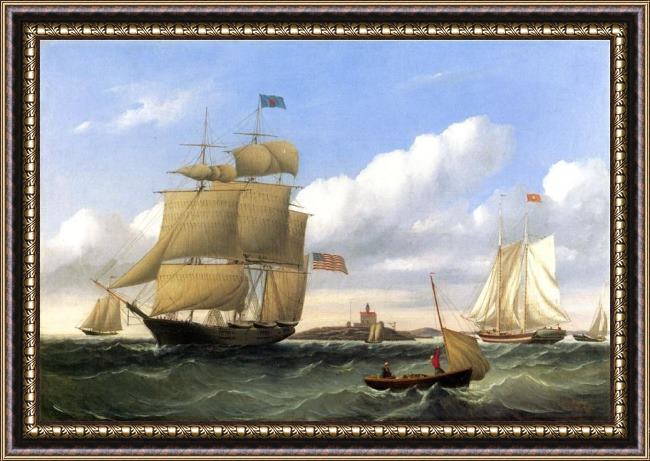 Framed William Bradford the whaleship 'emma c. jones' off round hills, new bedford painting