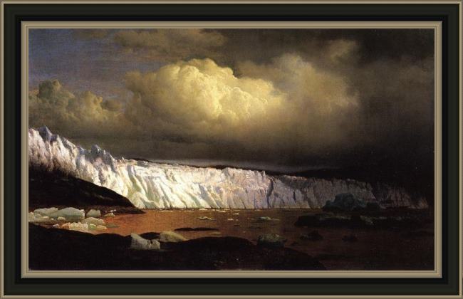 Framed William Bradford view of sermitsialik glacier painting