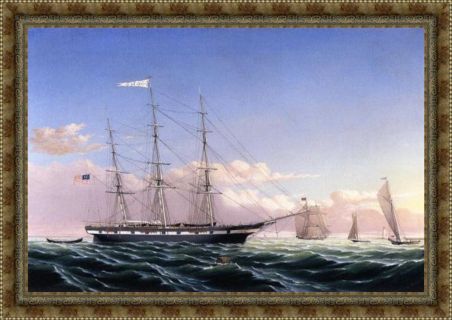 Framed William Bradford whaleship 'jireh swift' of new bedford painting