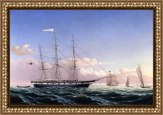 Framed William Bradford whaleship 'jireh swift' of new bedford painting
