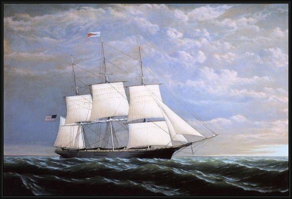 Framed William Bradford whaleship 'syren queen' of fairhaven painting