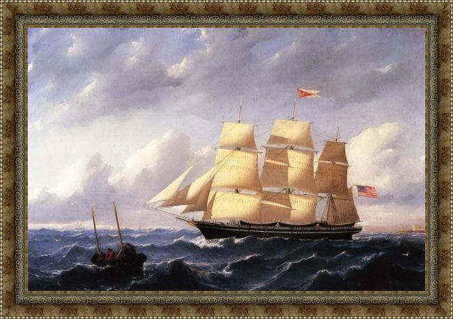 Framed William Bradford whaleship 'twilight' of new bedford painting