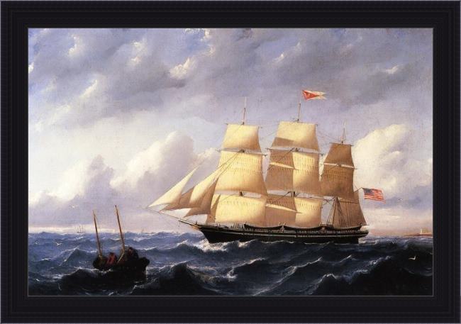 Framed William Bradford whaleship 'twilight' of new bedford painting