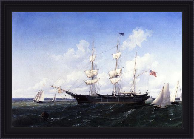 Framed William Bradford whaling bark 'j. d. thompson' of new bedford painting