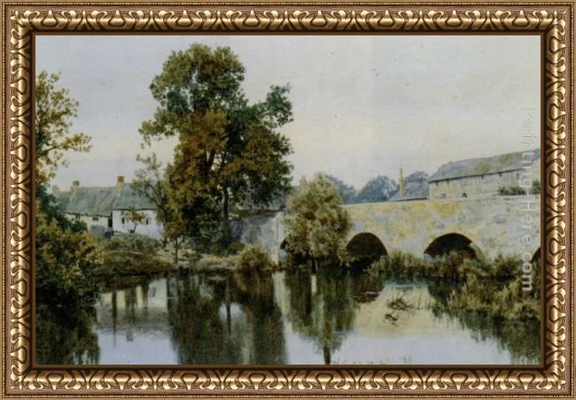 Framed William Fraser Garden a stone bridge leading into a village painting