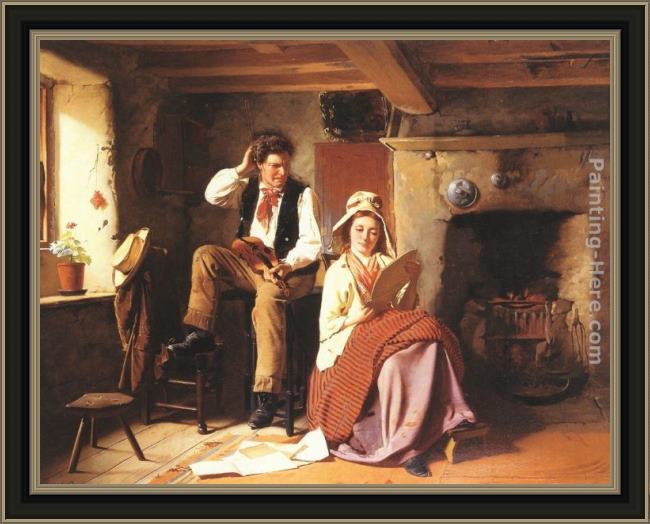 Framed William Henry Midwood the music lesson painting