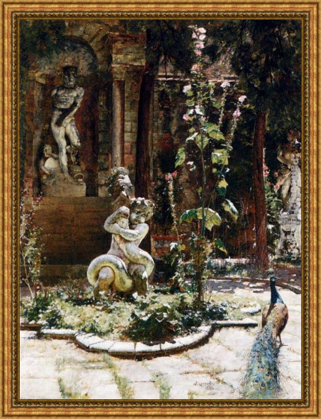 Framed William Logsdail the garden of the palazzo malipiero painting