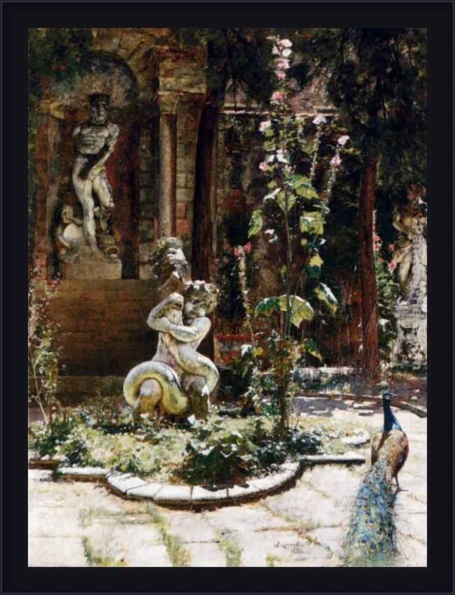Framed William Logsdail the garden of the palazzo malipiero painting