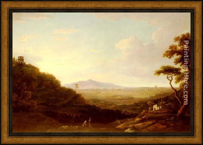 Framed William Marlow rome from monte mario painting