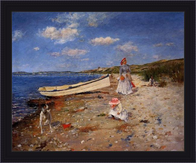 Framed William Merritt Chase a sunny day at shinnecock bay painting