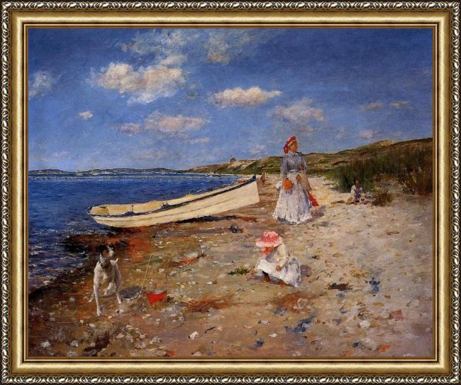 Framed William Merritt Chase a sunny day at shinnecock bay painting