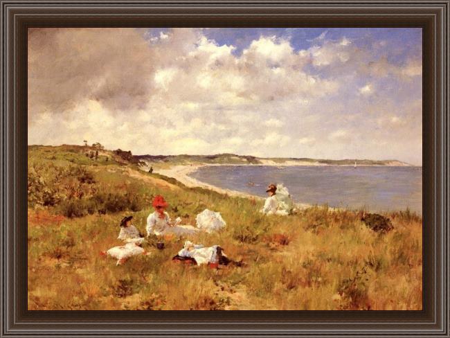 Framed William Merritt Chase idle hours painting