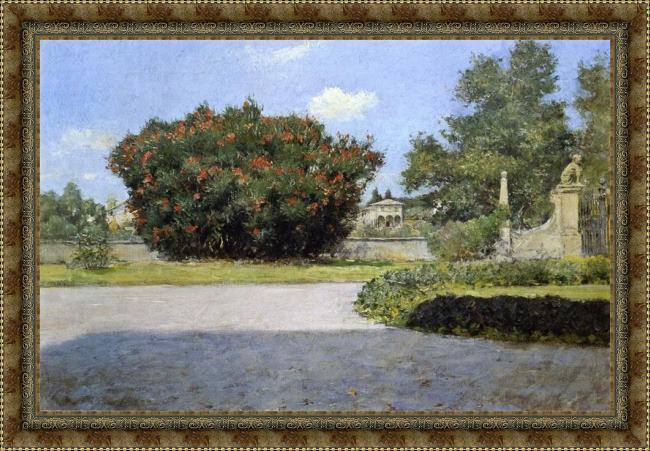 Framed William Merritt Chase the big oleander painting