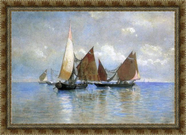 Framed William Stanley Haseltine venetian fishing boats painting
