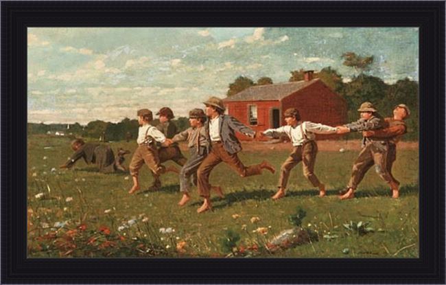 Framed Winslow Homer snap the whip painting