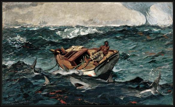 Framed Winslow Homer the gulf stream painting