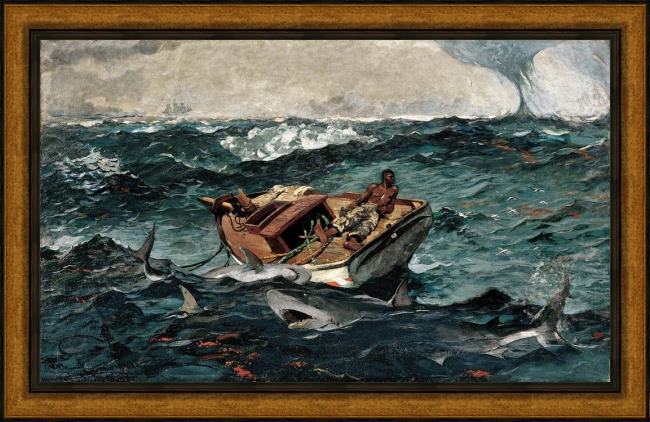 Framed Winslow Homer the gulf stream painting