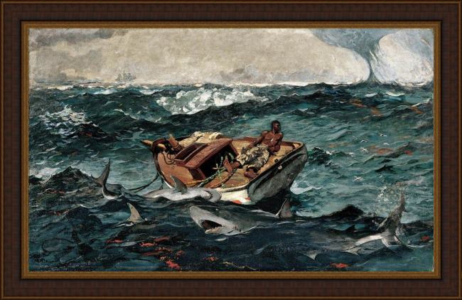 Framed Winslow Homer the gulf stream painting