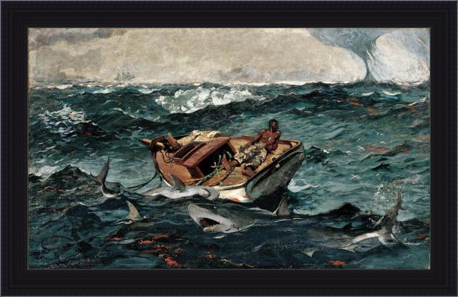 Framed Winslow Homer the gulf stream painting