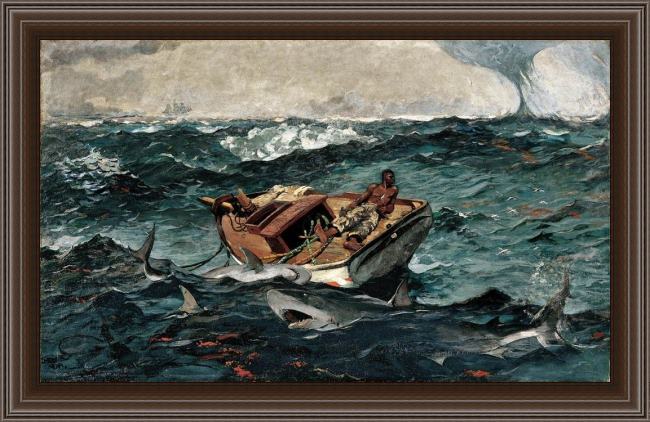 Framed Winslow Homer the gulf stream painting