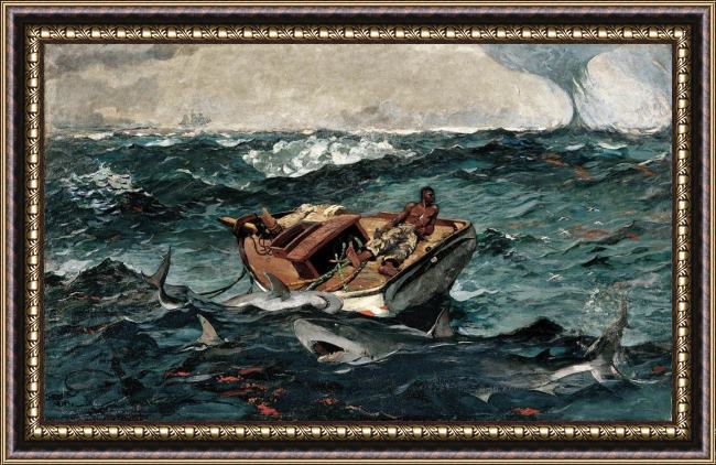 Framed Winslow Homer the gulf stream painting