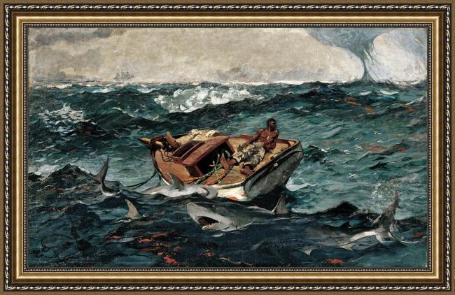 Framed Winslow Homer the gulf stream painting