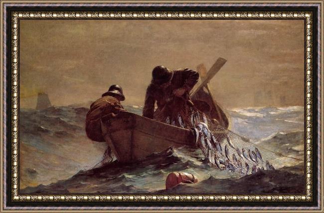 Framed Winslow Homer the herring net painting