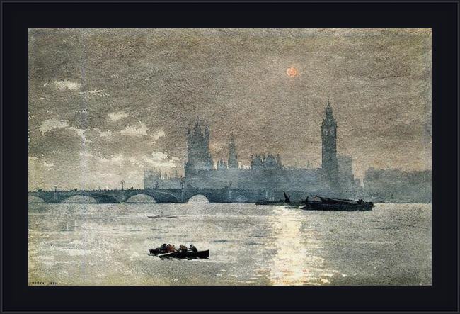 Framed Winslow Homer the houses of parliament painting