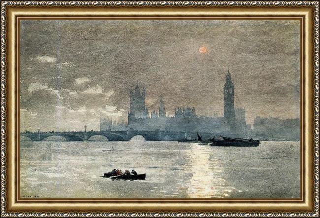Framed Winslow Homer the houses of parliament painting