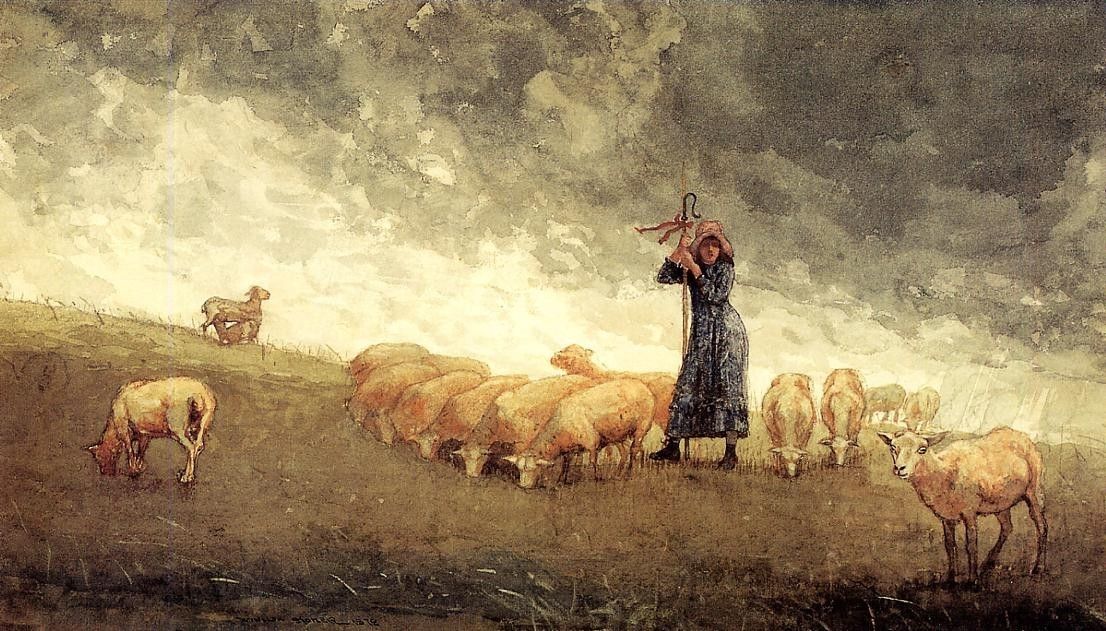 Winslow Homer Shepherdess Tending Sheep Painting 50% off ...
