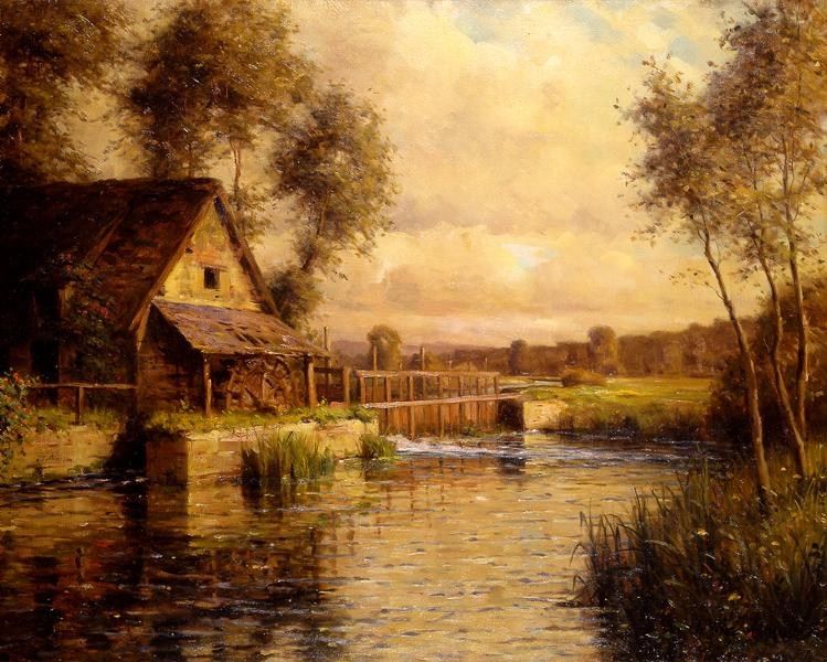 Louis Aston Knight Old Mill in Normandy Painting - iPaintingsforsale.com